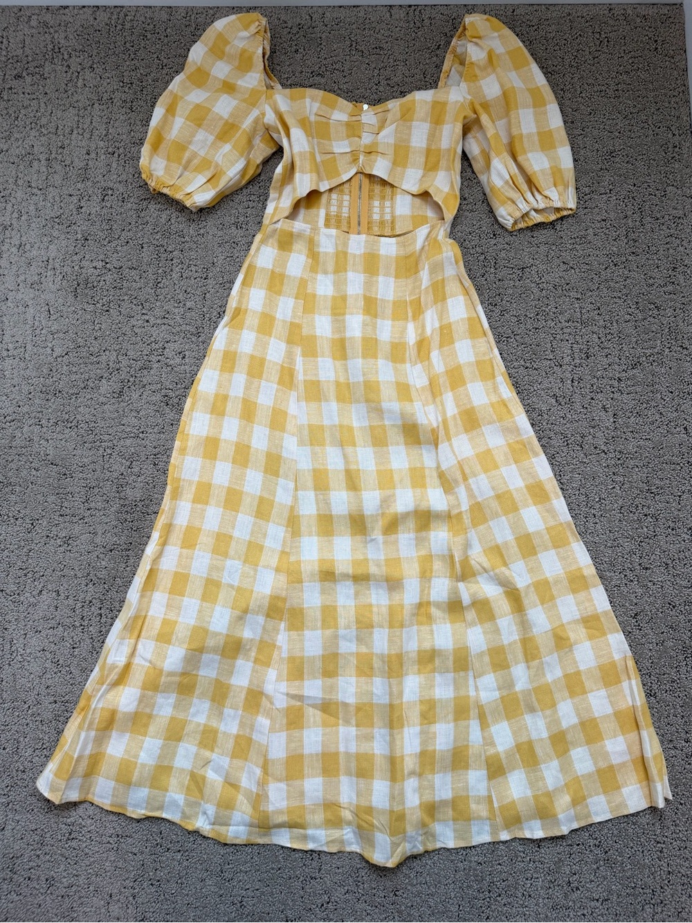 Reformation Yellow Plaid Midi Dress Sz 2